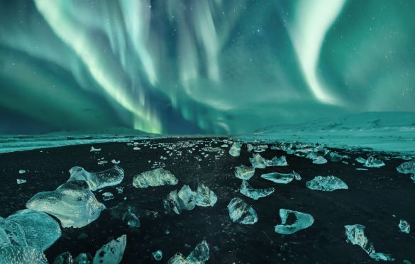 Iceland © Kristina Makeeva (Russia) - HIGHLY COMMENDED
Winters in Iceland require some training in terms of wind protection equipment. Iceland is a country with very strong winds, so a stable tripod is required to shoot the aurora. Many astrophotographers wait in a certain place for several hours to capture the Aurora Borealis. The photographer was lucky in this instance as she waited near Diamond Beach where the reflection of the aurora on the ice was beautiful.
Sony a7R III camera, 14 mm f/2.8 lens
Sky: ISO 1000, 1-second exposure
Foreground: ISO 2500, 2.5-second exposure