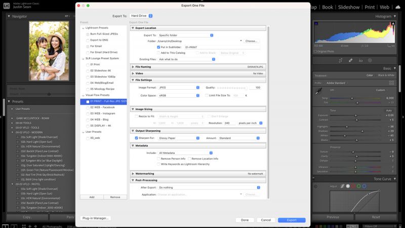 best lightroom export settings for print