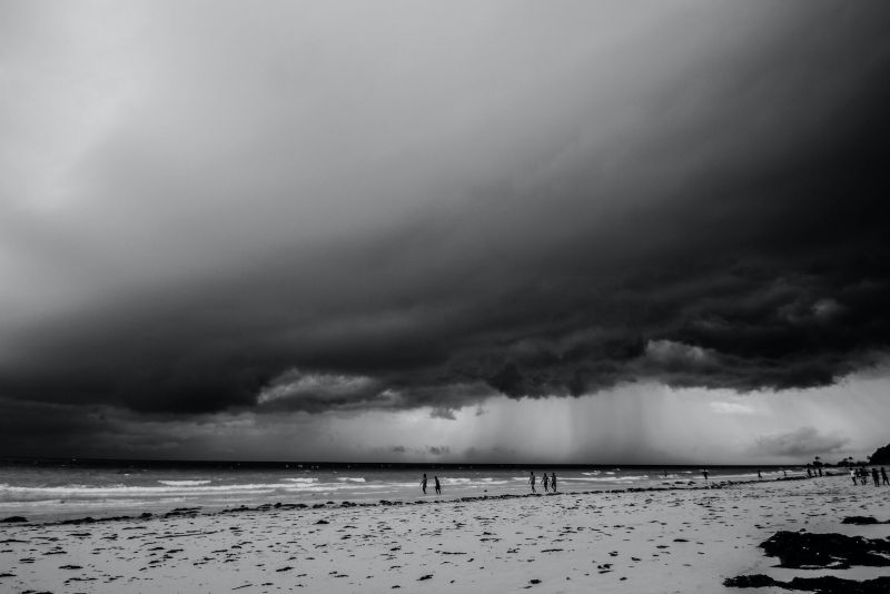 black and white landscape photos beach storm