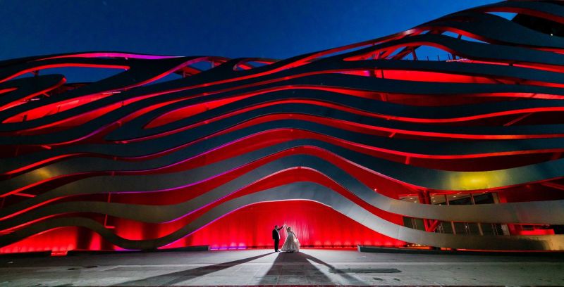 bycphotography petersen automotive museum wedding couples portrait environmental portrait