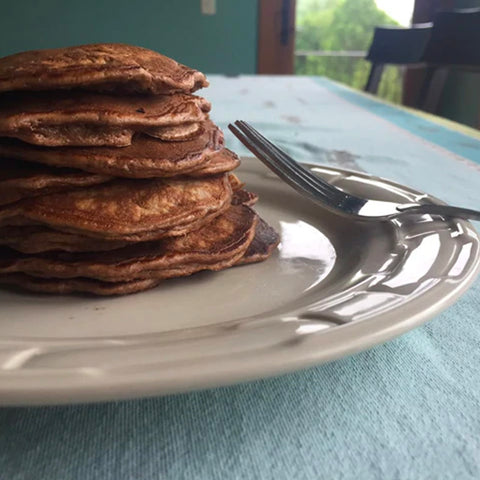 chocolate banana protein pancakes