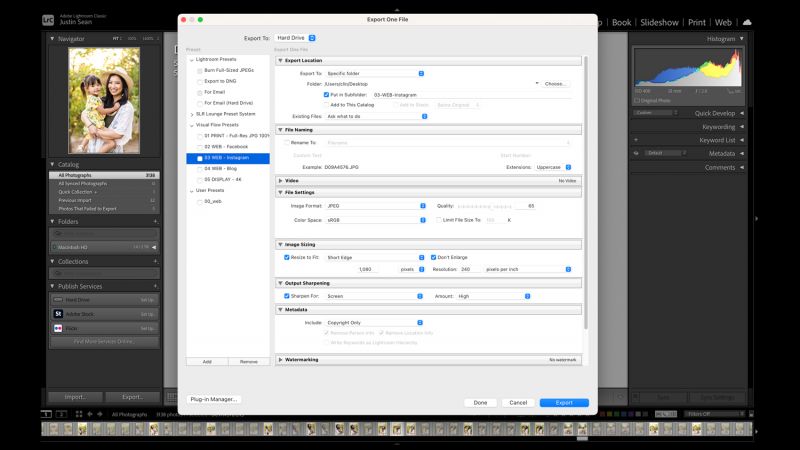 instagram export settings