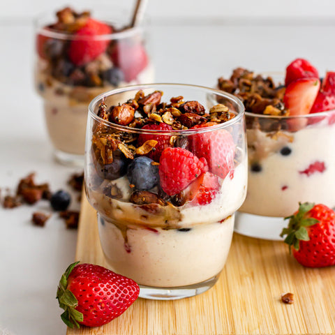 Protein parfait with chia seed granola