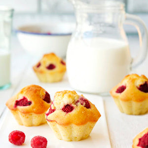 Raspberry + White Chocolate Chip Protein Muffins