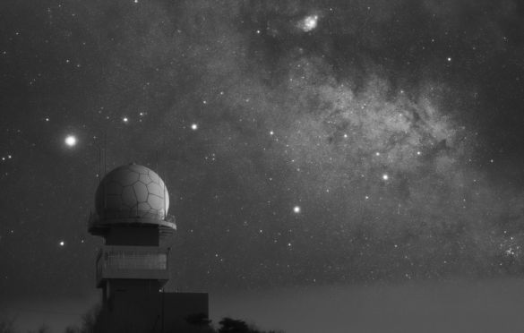 Voice of the Universe © Weijian Chen (China) - HIGHLY COMMENDED
This is the aerial radar tower on the edge of the city of Taiyuan. Looking up from the middle of the mountain, it is more like a launch tower that communicates with extra-terrestrial civilizations. Between the mountains there is no sound. Facing the east, we can see the stars shining. It is here we seem to hear the voice of the Universe.
Canon EOS 6D (modified),  Sky-Watcher Star Adventurer mount, 100 mm f/4 lens, ISO 1600, Sky: 90-second exposure, Foreground: 100-second exposure